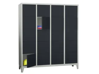 lockerkast,HxBxD 1850x1600x500mm,4x5vakken,RAL7035,front RAL7016 - 2