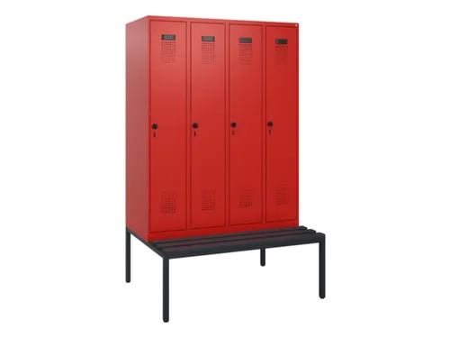 locker met bank,HxBxD 1950x1200x815mm,4vak,vak B 300mm,draaigrendel