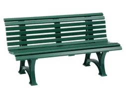 Kunststofbank 800x1500x420mm Zit H 450mm 13 Latten 2 Pootstellen Groen