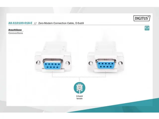 Nulmodem-aansluitkabel D-Sub9 vrouwelijk/vrouwelijk 1,8m klikdeksel