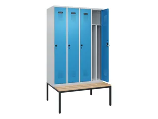 locker met bank,voor scheiding van kleding,HxBxD 2120x1200x815mm,4vak - 1