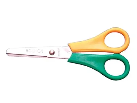 schaar Inox 14 cm voor linkshandigen geel/groen