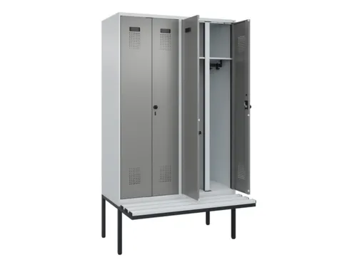 locker met bank,voor scheiding van kleding,HxBxD 2120x1200x815mm,4vak