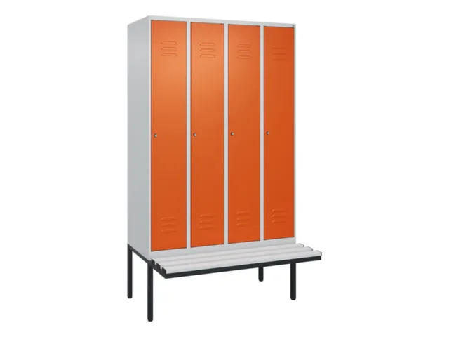 locker met bank,HxBxD 2120x1200x815mm,4vak,vak B 300mm,cil.-slot