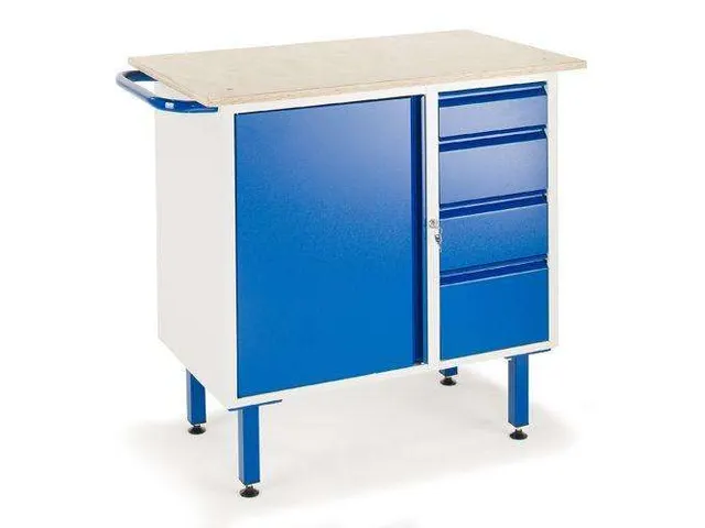 Établi,Plateau Multiplex,Force 400Kg,4 Pieds,Équipement : 4 Tiroi
