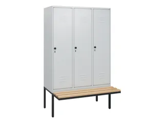 locker met bank,HxBxD 1950x1200x815mm,3vak,vak B 400mm,draaigrendel - 1