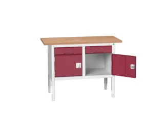 werkbank,HxBxD 830-930x1250x600mm,multiplexblad,uitrusting: 2laden - 1