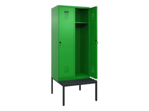 locker met bank,HxBxD 2120x800x815mm,2vak,vak B 400mm,draaigrendel