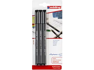 Fineliner edding 1200 1mm blister à 3 stuks zwart - 1