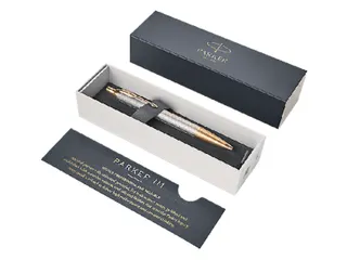 Balpen Parker IM Premium Warm Silver GT Medium Blauwe inkt - 9