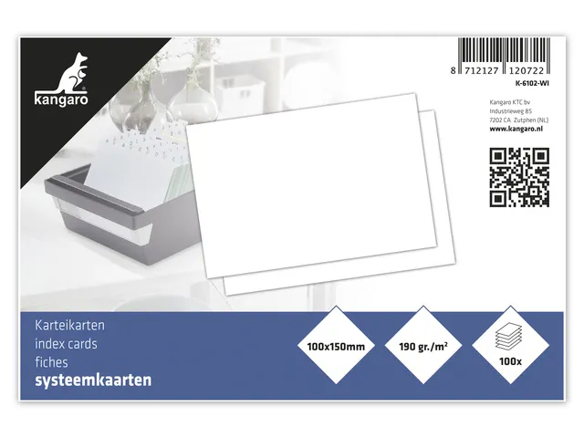 Systeemkaart Kangaro 100x150mm blanco 190 grams pak a 100 vel