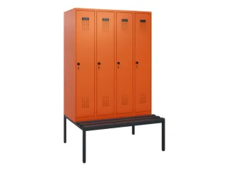 locker met bank,HxBxD 1950x1200x815mm,4vak,vak B 300mm,draaigrendel - 2