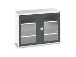 vitrinekast 1000x1300x550mm 2xStalen bodem romp RAL7035 front RAL7016
