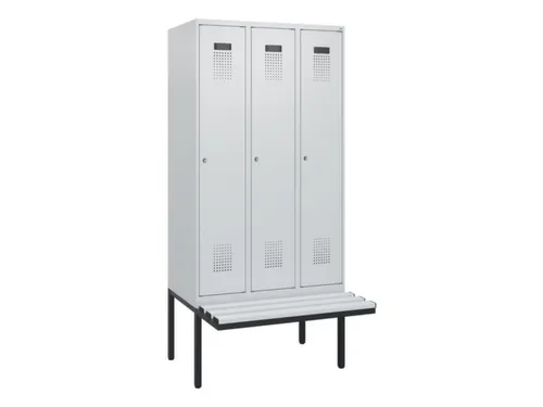 locker met bank,HxBxD 1950x900x815mm,3vak,vak B 300mm,cilinderslot