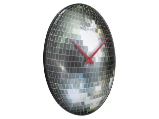 Stille wandklok - 35cm - Discobal - Koepelvormig glas - NeXtime "Disco - 3