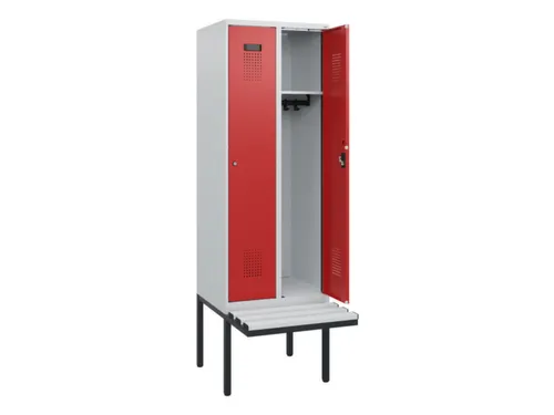 locker met bank,HxBxD 1950x600x815mm,2vak,vak B 300mm,cilinderslot