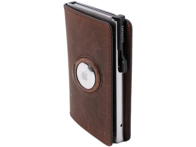 Pasjeshouder Clicksafe RFID jachtleer BR/ZI 6 pasjes met opbergvak voo