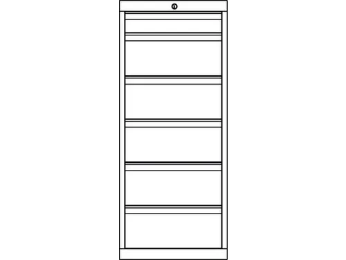 ladekast 1200x715x600mm 6laden cilinderslot RAL7035 front RAL7035