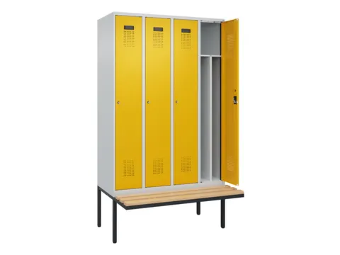 locker met bank,voor scheiding van kleding,HxBxD 2120x1200x815mm,4vak