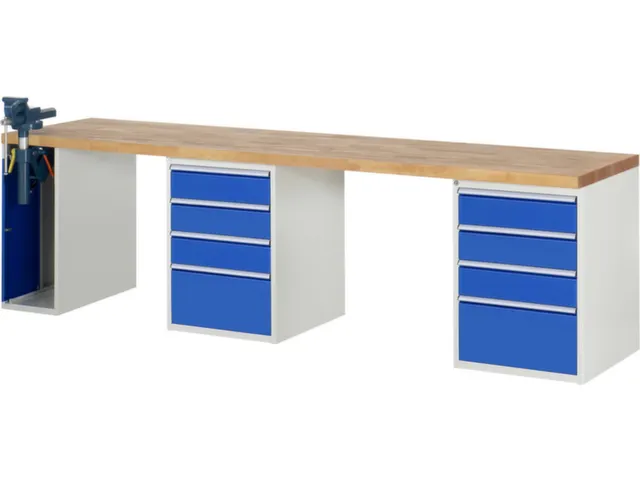 werkbank,HxBxD 890x3000x700mm,beukblad,draagverm. 750kg,3containers