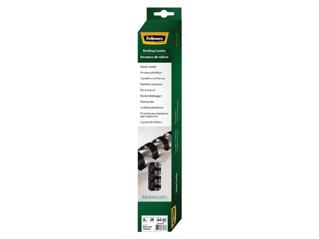 Bindrug Fellowes 8mm 21-Rings A4 Zwart 25 Stuks