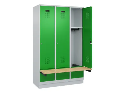 locker met bank,HxBxD 1950x1200x815mm,3vak,vak B 400mm,cilinderslot