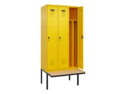 locker met bank,voor scheiding van kleding,HxBxD 2120x900x815mm,3vak