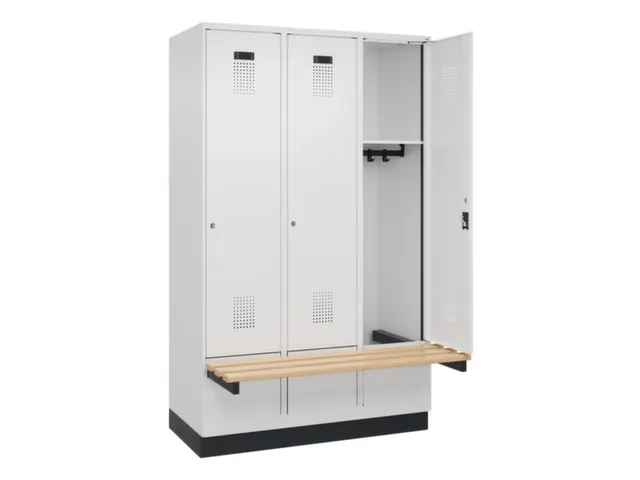 locker met bank,HxBxD 1950x1200x815mm,3vak,vak B 400mm,cilinderslot