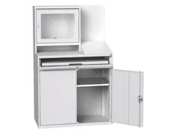 pc-kast monitorvak 1650x1050x550mm toetsenbordblad RAL7035+RAL7035