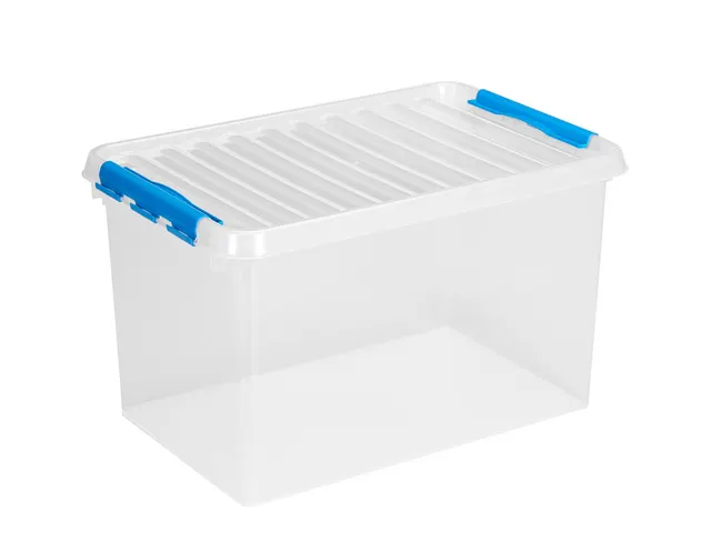 Opbergbox Sunware Q-line 62L transparant/blauw