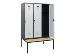 locker met bank,HxBxD 1950x1200x815mm,3vak,vak B 400mm,draaigrendel