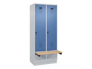 locker met bank,HxBxD 1950x800x815mm,2vak,vak B 400mm,draaigrendel - 2