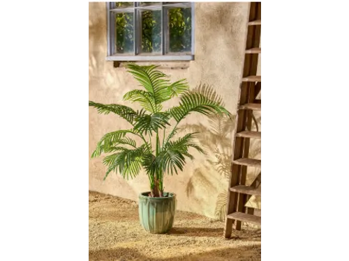 Kunstplant Mica Areca palm in pot groen 120x140cm