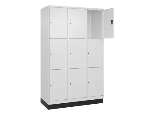 lockerkast,HxBxD 1950x1200x500mm,3x3vakken,vak B 400mm,cil.-slot