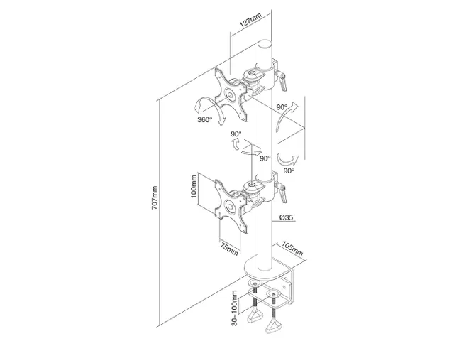 FPMA-D700DV Monitorarm 2 Schermen Zwart Verticaal