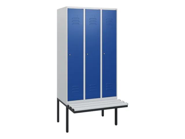 locker met bank,HxBxD 1950x900x815mm,3vak,vak B 300mm,cil.-slot