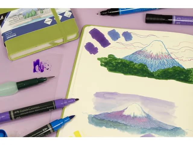 Schetsboek Kangaro A4 lime green PU HC 80 vel 140gr roomwit met elasti