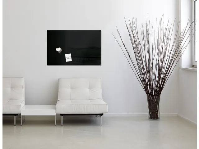 Glas/magneetbord Sigel Zwart 100x65 Magneet+bevestigingsmateriaal