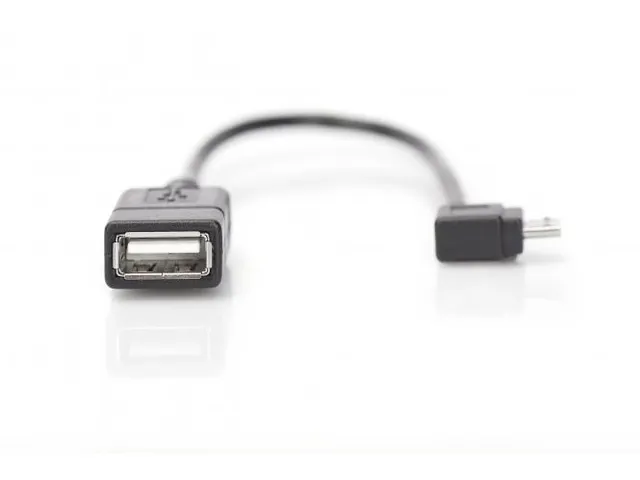 USB-adapter/converter OTG micro B/St - A/Bu 0,15m haaks zwart