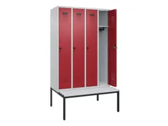 locker met bank,HxBxD 2120x1200x815mm,4vak,vak B 300mm,draaigrendel