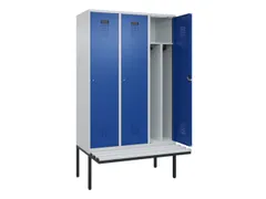 locker met bank,voor scheiding van kleding,HxBxD 2120x1200x815mm,3vak