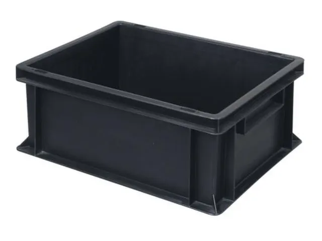 ESD-stapelbak,HxLxB 170x400x300mm,16l,PP,zwart,Wanden gesloten