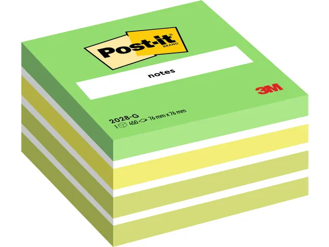 Bloc-mémos Post-it 2028G cube 76x76mm vert 450 feuillets