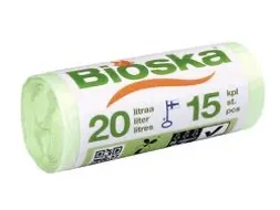 Afvalzak Bioska zetmeel 42x50cm 20 liter groen rol à 15 stuks