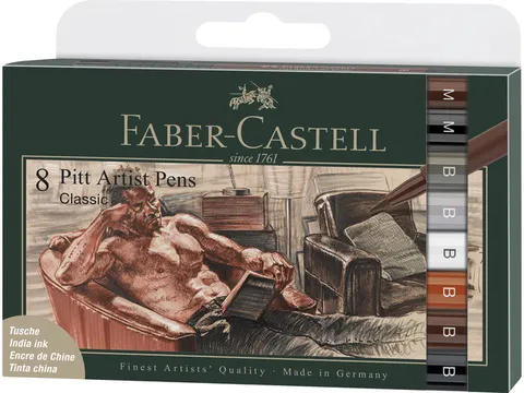Tekenstift Faber-Castell Pitt Artist Pen etui 8 stuks Classic
