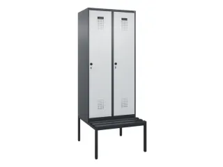 locker met bank,HxBxD 2120x800x815mm,2vak,vak B 400mm,draaigrendel - 2