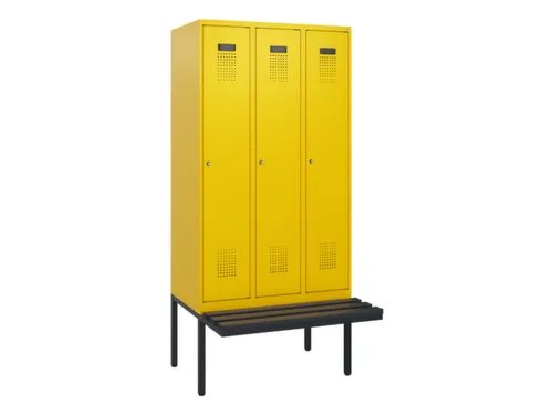 locker met bank,HxBxD 1950x900x815mm,3vak,vak B 300mm,cilinderslot