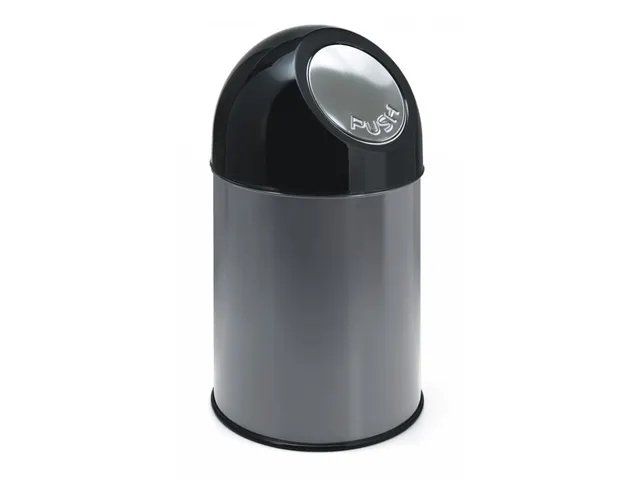 Afvalbak met pushdeksel 30 liter Zwart RVS