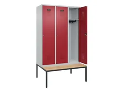 locker met bank,HxBxD 2120x1200x815mm,3vak,vak B 400mm,cilinderslot