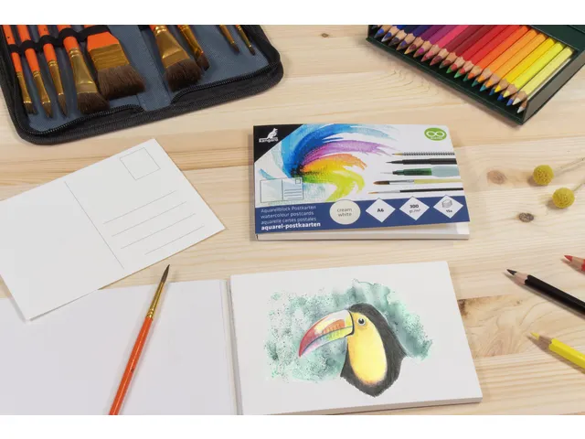 Postkaarten Kangaro blok 15 vel 300 grams aquarelpapier, A6, blanco po